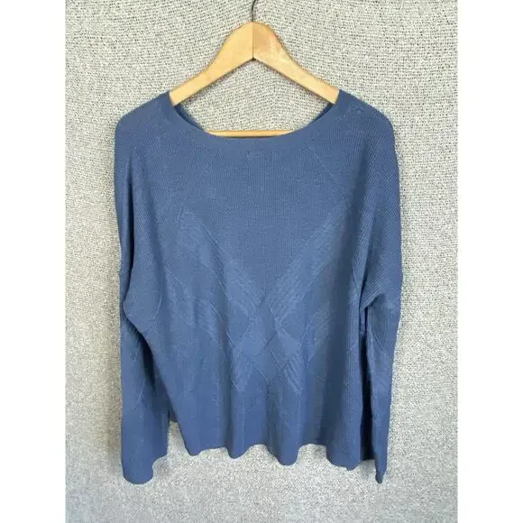 Smartwool Wool Blend Sweater Women’s XL Blue Recent Boxy Cozycore Quiet Luxury - Picture 7 of 11